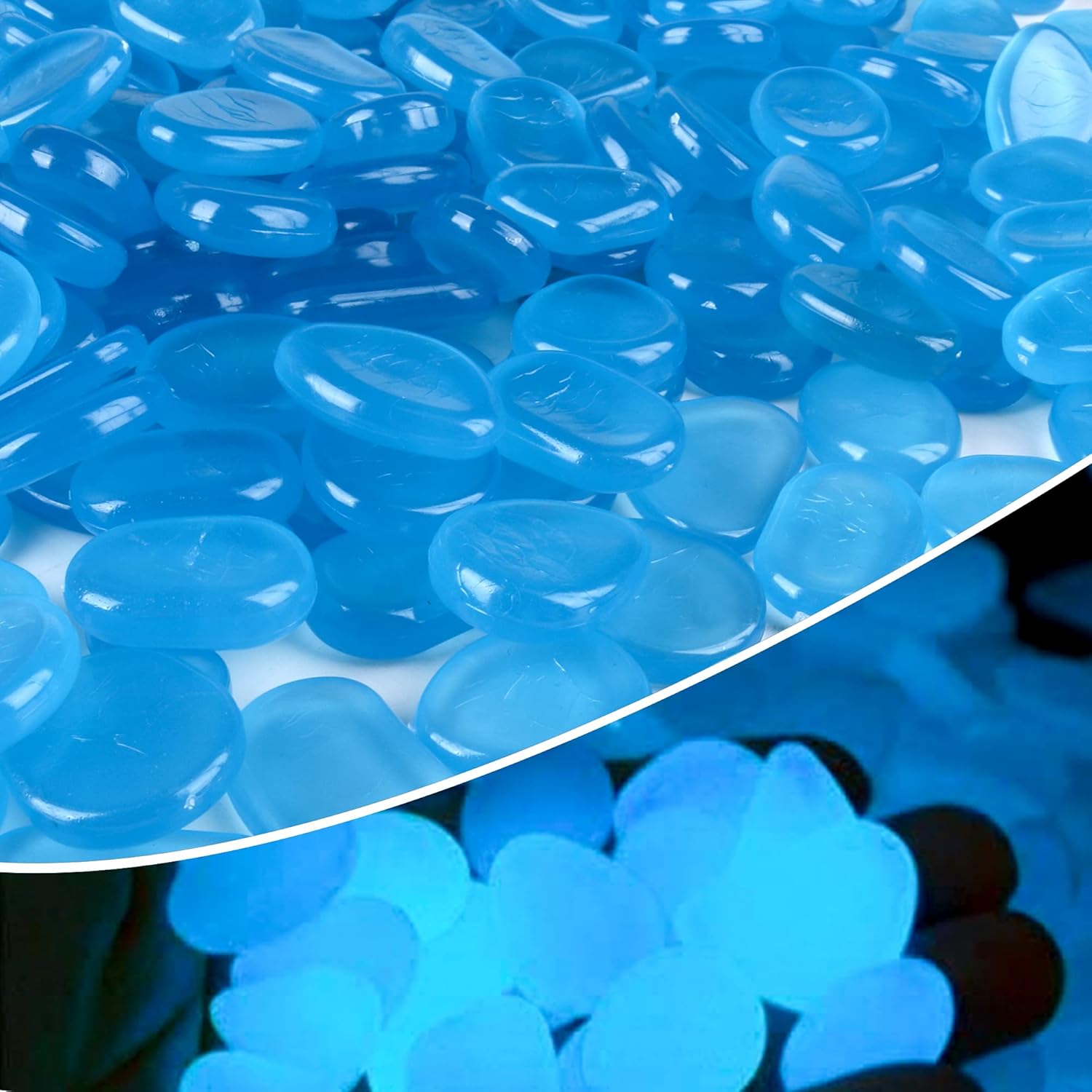 Hardscaping Materials - Anothera 1000 pcs Blue Glowing Rocks Glow in The Dark Pebbles Solar Stones Outdoor Garden Lawn Walkway Decorative (Blue)
