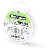 Beadalon 7 Strand Stringing Wire - .015in / .38mm, 100ft/31m, Silver Color | Polished 7-strand stainless steel wire with nylon coating offers flexibility, kink-resistant performance, DIY, Made in USA
