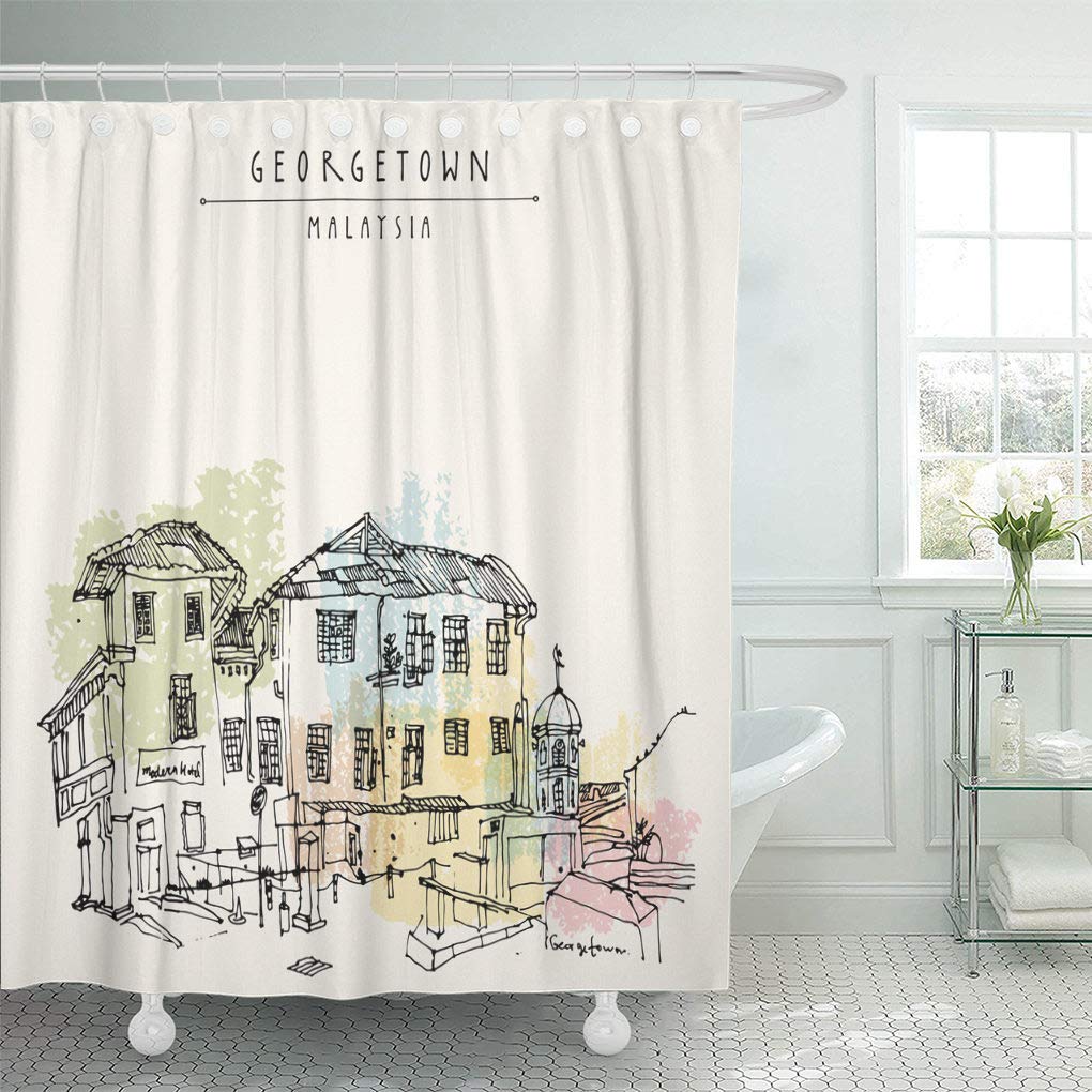 Amazon Com Emvency Waterproof Fabric Shower Curtain Hooks Cozy