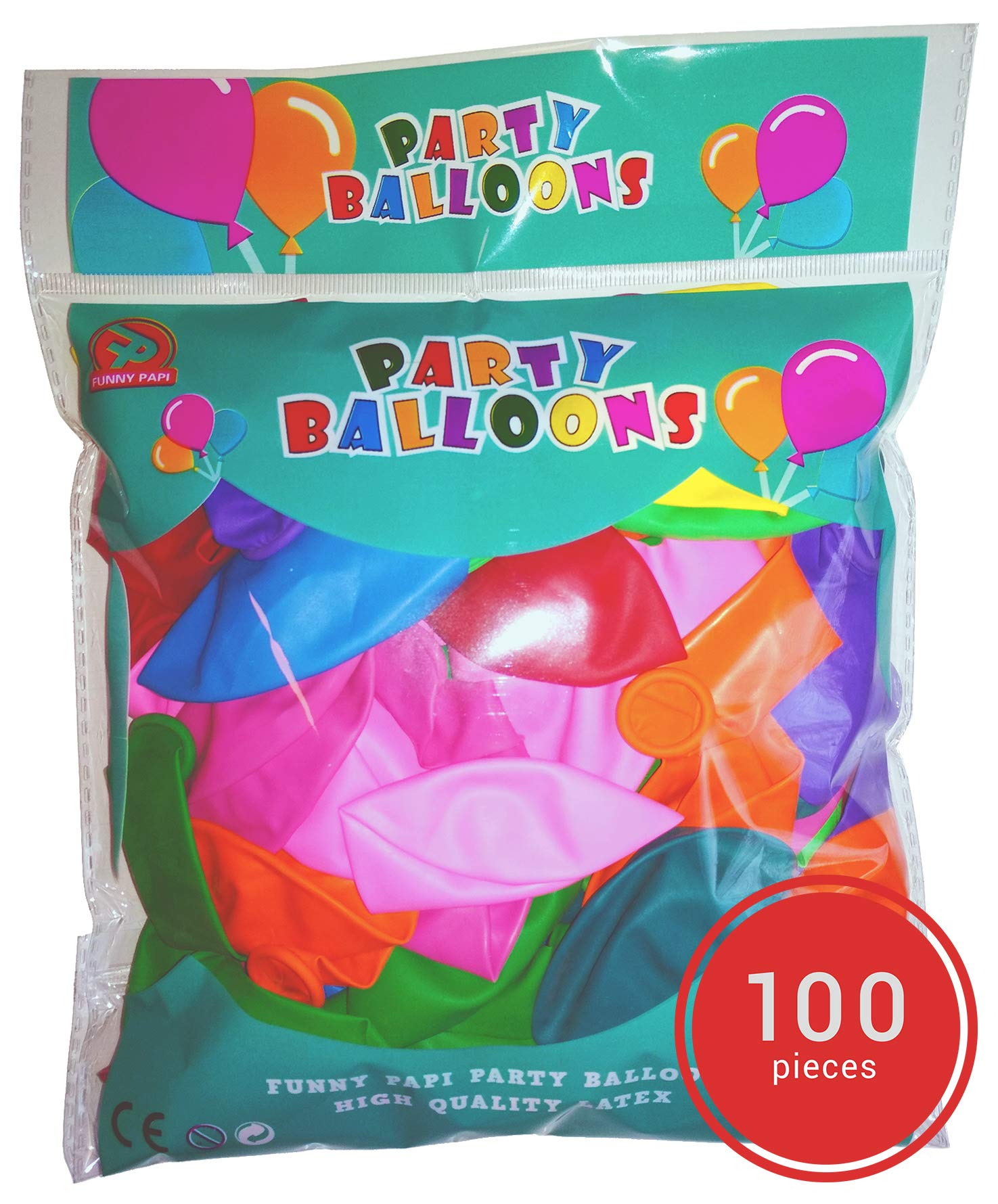 Funny Papi Party Balloons - Assorted 12 Inches Strong Balloons for Helium Or Air - 10 Colors Latex Balloon - 100 pcs