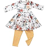 Toddler-Girls-Fall-Clothes-Set Little Girls Highlow Tunic Tops+Leggings Outfit Boutique Clothing