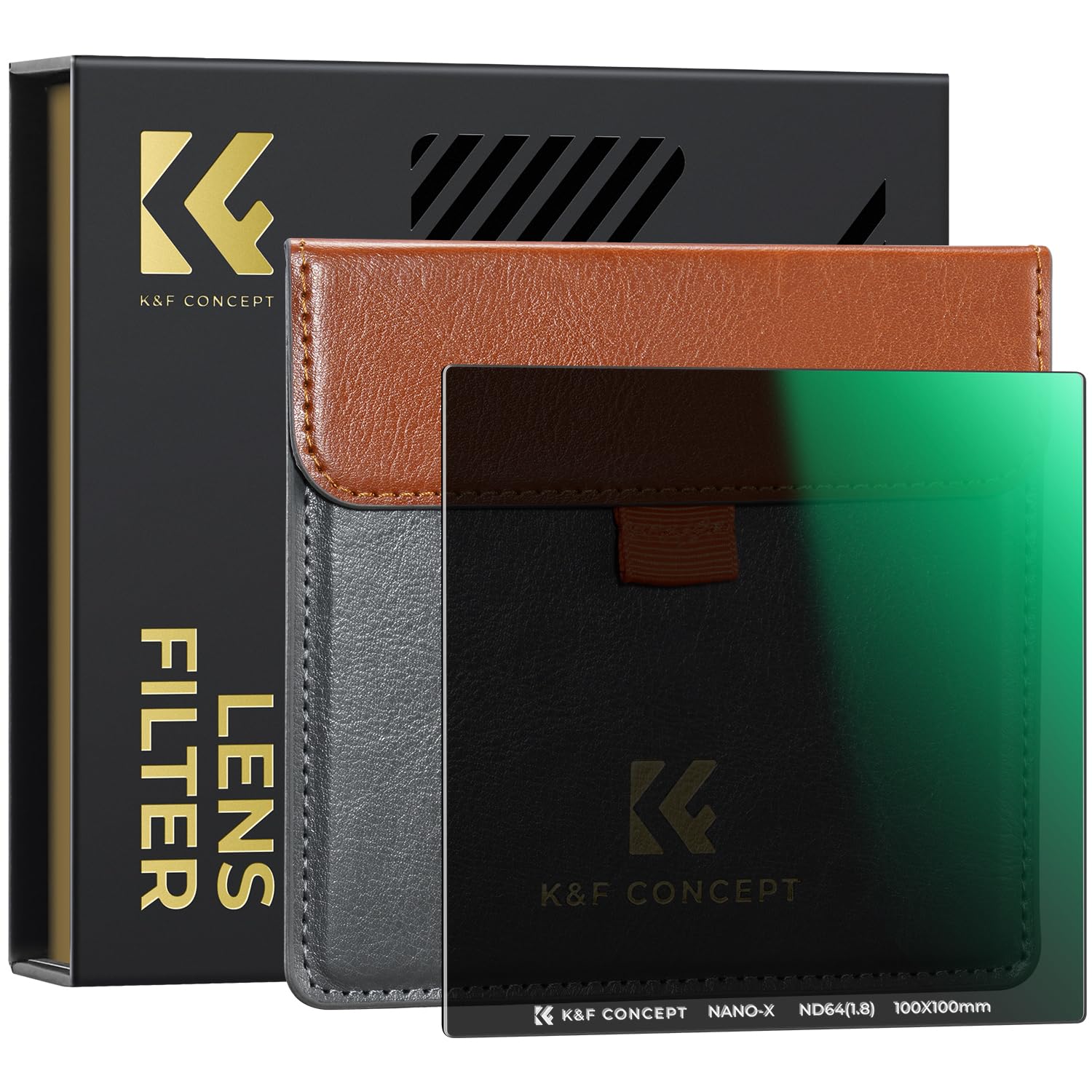 K&F CONCEPT 100x 100mm ND64，Square Neutral Density Gray 6-Stop ND Optical Glass Filters Slim HD Double Side MRC Coating Waterproof & Anti-Reflection Coating