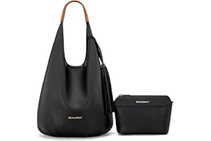 Montana West Hobo Bags for Women Slouchy Handbags 2PCS Tassels Shoulder Bag with Comestic Bag