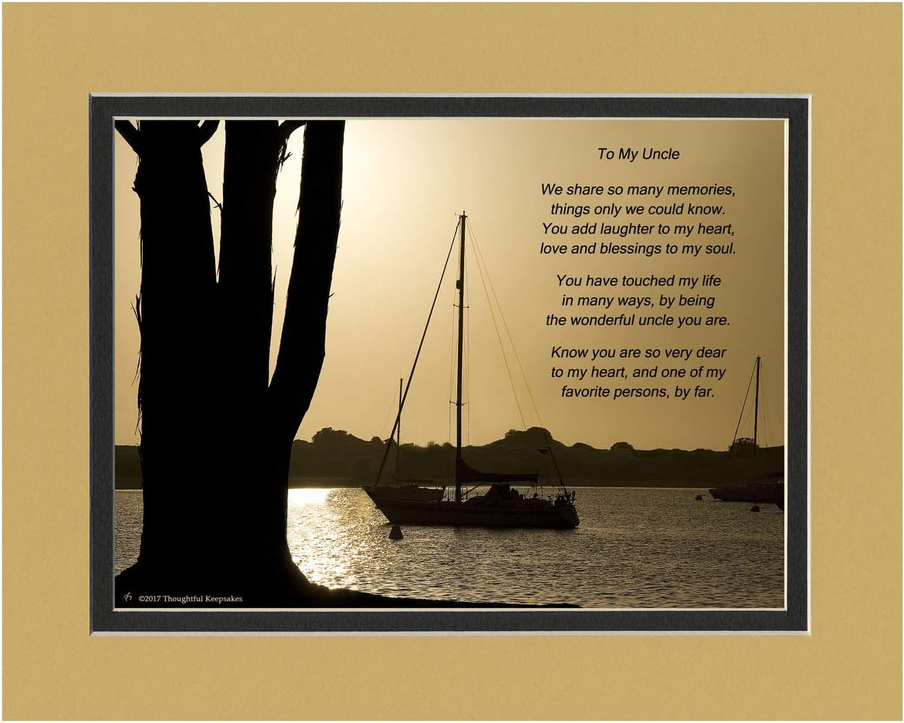 Photographs - Uncle Gift with Wonderful Uncle Poem. Boats at Dusk Photo, 8x10 Matted. Special Birthday or Christmas Gift for Uncle.