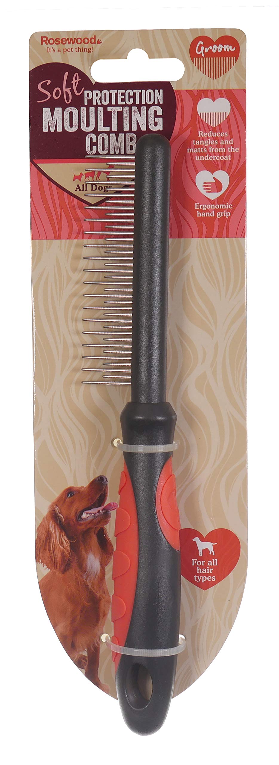 Rosewood Soft Protection Moulting Comb for Dogs