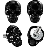Abfer Skull License Plate Screws Bolts, Black | Anti Theft Frame Fasteners Kit Decorative Fit for Most Cars Motorcycles Trucks Bikes