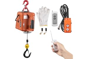 Leomru Electric Hoist Winch 1100lbs, 3 in 1 Portable Electric Winch Manual/Cable/Remote Control, 1500W Electric Hoist with Remote Control 25ft Lifting Height for Lifting Towing 110V