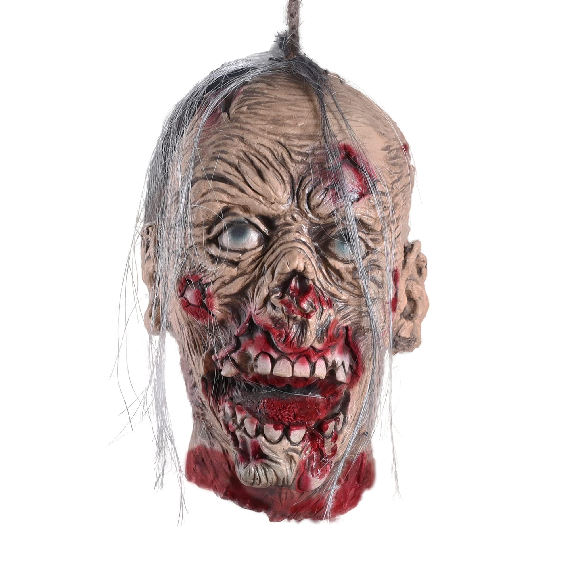 LYXIHAP Scary Halloween Decoration Realistically Cut off Humanoid Rotten Face Zombie Head Pendant Halloween Scary Head Props Haunted House Decoration