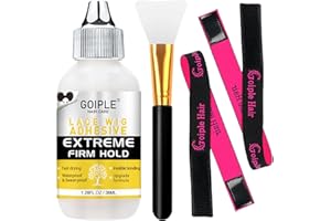 GOIPLE Wig Glue for Lace Front Wigs, Waterproof Lace Front Wig Adhesive & Silicone Applicator for Wigs, Strong Hold Transparent Lace Glue Edge Band for Hair Replacement Invisible Hair Bonding Adhesive(4PCS)