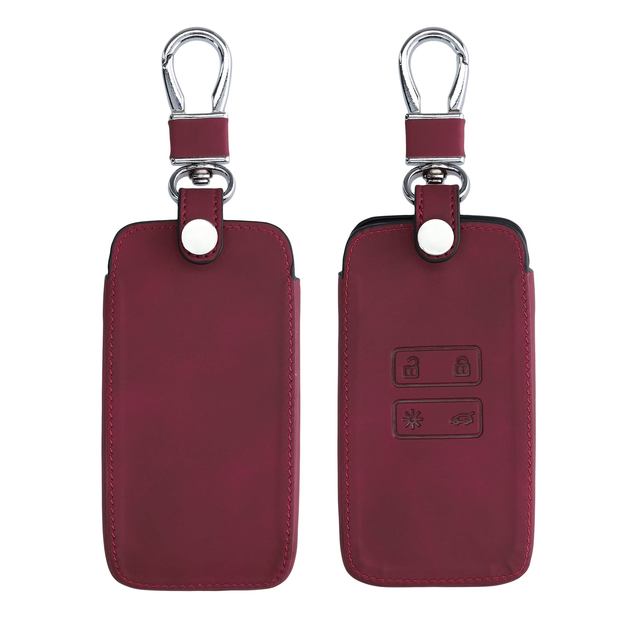 kwmobile Car Key Cover Compatible with Renault 4 Button Car Key Smart Key (only Keyless Go) - Synthetic Nubuck Leather Fob Cover - Dark Red