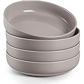 HaWare Pasta Bowls Set of 4, 33oz Large Salad Bowls for Home Kitchen, Ceramic Serving Plates for Soup, Cereal, Scratch-resistant Wide and Shallow Dinner Bowl, Microwave & Dishwasher Safe, Cream Coffee