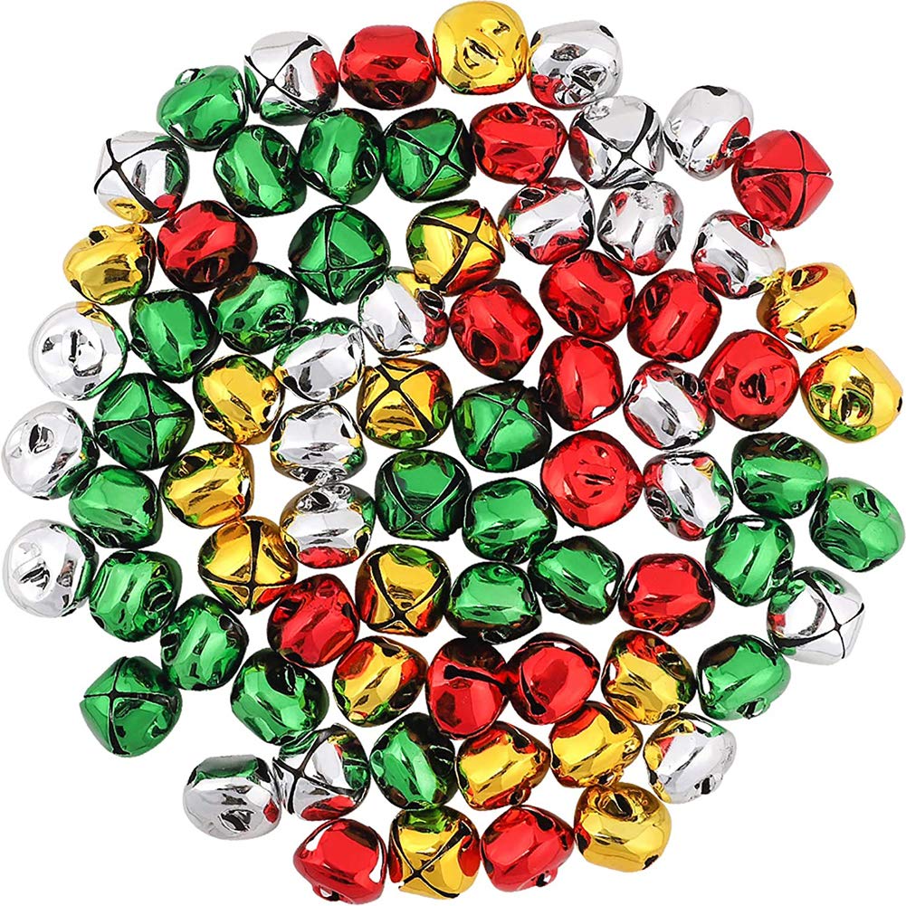 Moscare 100 Pieces 25mm Jingle Bells for DIY Crafts,Christmas Deco (Mutil-color)