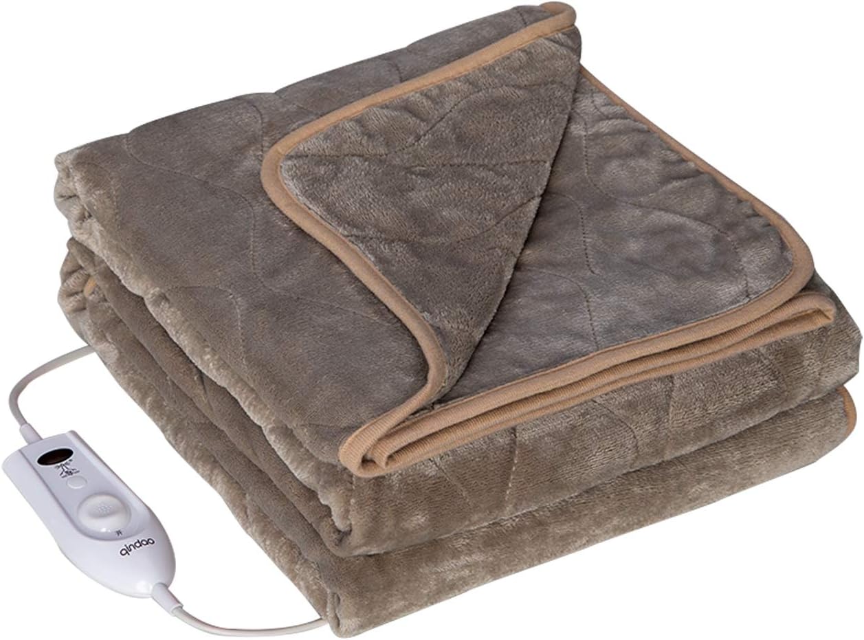 Electric Heated Throw Blanket 50 x 60 Inch, Cosy Fleece Heated Blanket with 4 Heating Levels and Overheating Protection System (Khaki): Kitchen & Dining
