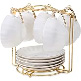 Tea Cups Holder,Gold Foldable Metal Coffee Cup Tea Cups Rack | Organizer for Cups Spoons &amp; Saucers,Display,for Countertop,Sturdy &amp; Rust-Resistant,Easy Assembly,Home Decor &amp; Organizer