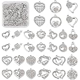 KISSITTY 32pcs Heart Rhinestone Charms for Valentine's Day 16 Styles Heart Love Crystal Dangles Pendants for Bracelets Necklaces Earrings Bangles Wedding Brooches Jewelry Crafts Making