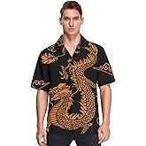 visesunny Stylish Men's Hawaiian Print Button Down Short Sleeve Shirt Funny Tropical Floral Casual Beach Shirts Gift
