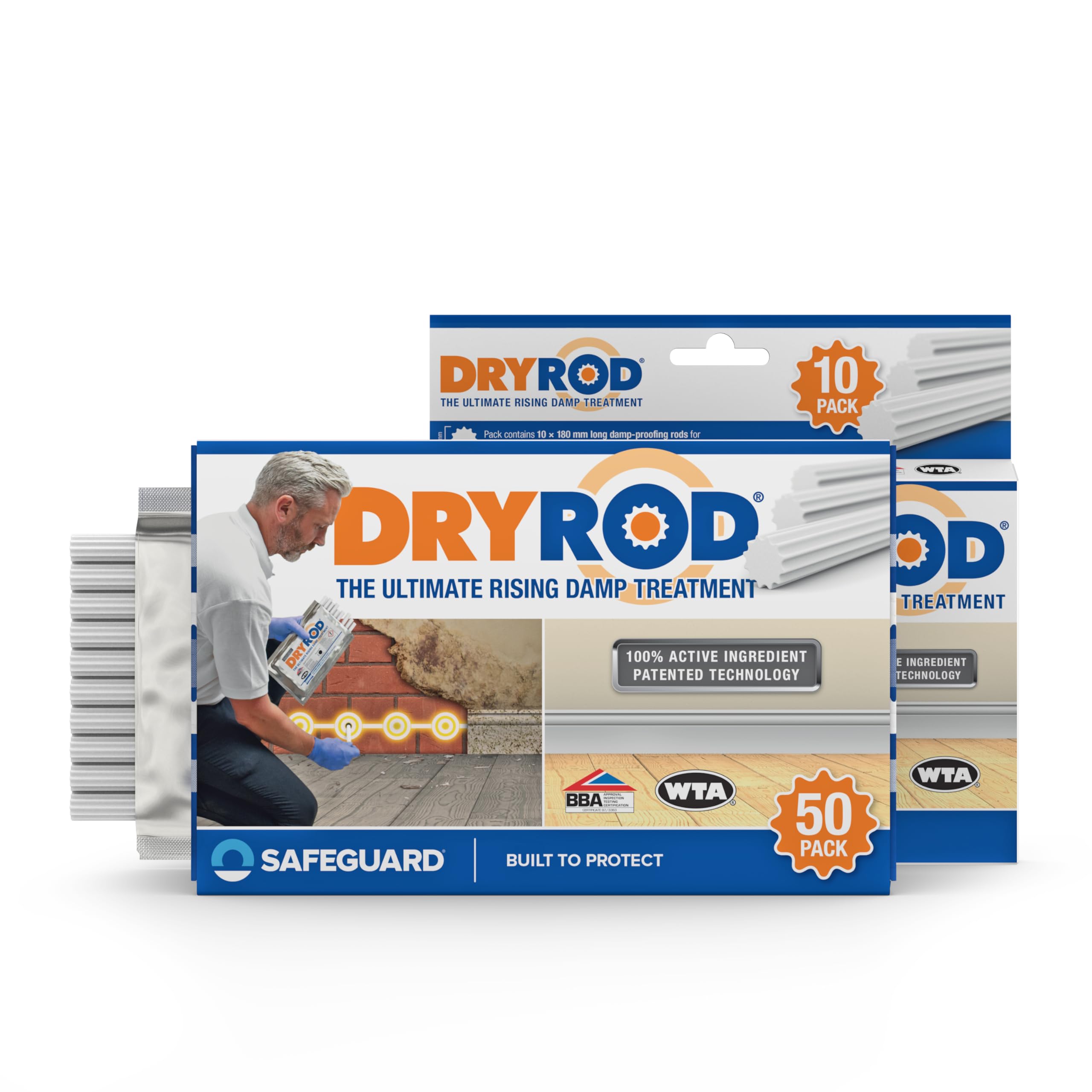 Dryrod Damp Proofing Rods (10 Pack x 3) - BBA-Approved Rising Damp Treatment, Stronger Than DPC Injection Creams. Coverage 3.6m