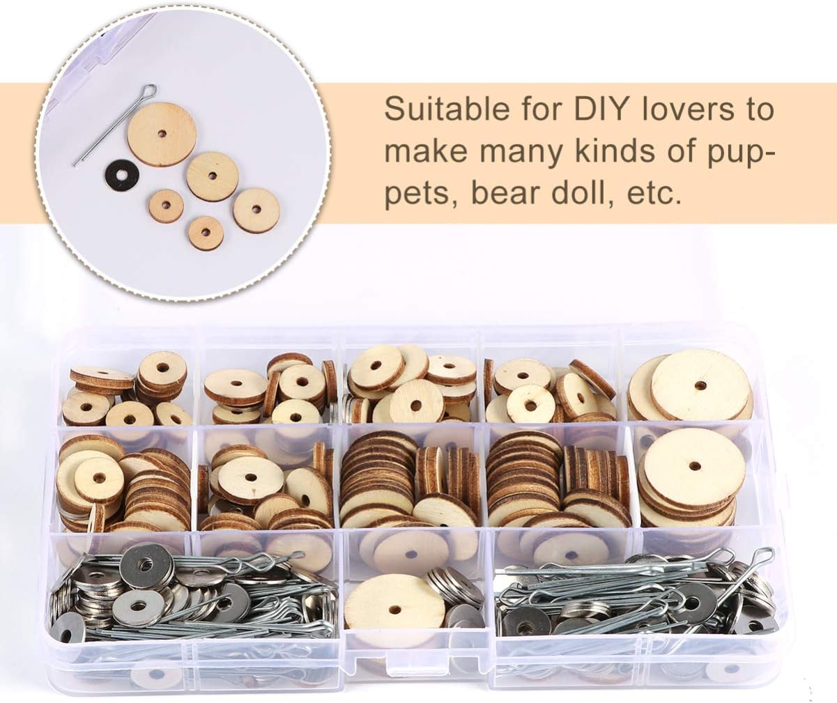 EXCEART Doll Joints Accessories for Teddy Bear & Doll Making, Wooden & Stainless Steel, Movable Joints, DIY Crafts - Image 4