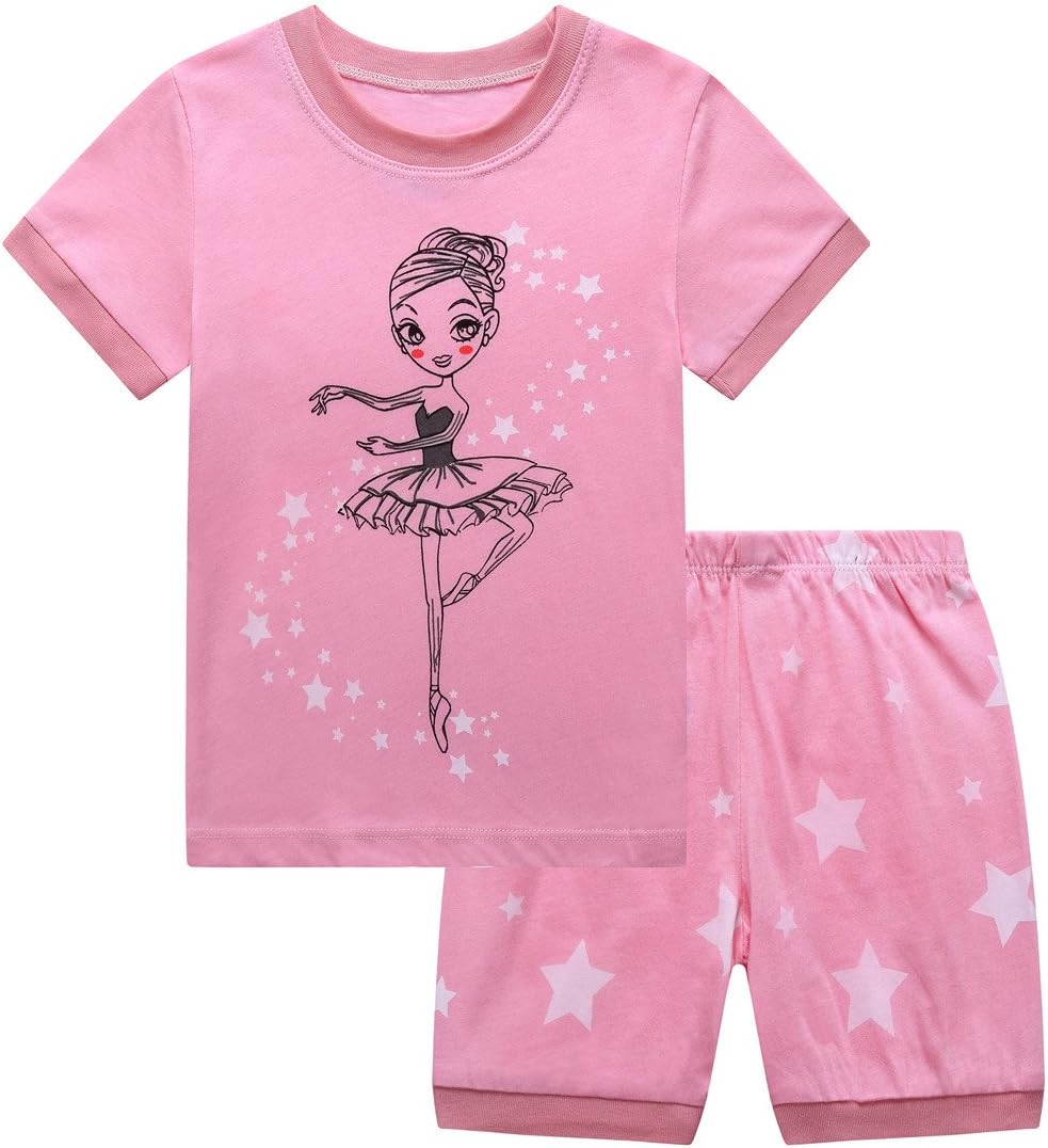 RKOIAN Little Girls' Short Pajamas Sets Toddler PJS Cotton Kids Sleepwears