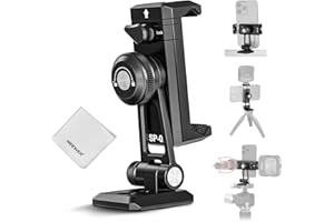 NEEWER SP-02 Phone Tripod Mount Adapter with Arca Type Quick Release Plate Cold Shoe 360° Rotation 180° Tilt Cleaning Cloth, 