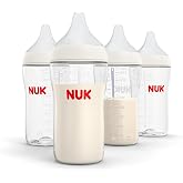 NUK Perfect Match Natural Transition Baby Bottle, 8oz, 4-Pack | Anti-Colic Vent, 2x Softer Medical-Grade Silicone Nipple, Mimics Breastfeeding, 98% Baby Acceptance