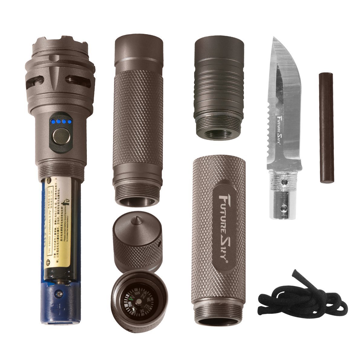 Futuresky  Handy supervivencia troches – rescue kit con cuchillo tactico LED