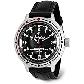 VOSTOK | Amphibia 420269 Automatic Mechanical Diver Watch | Black Leather Band