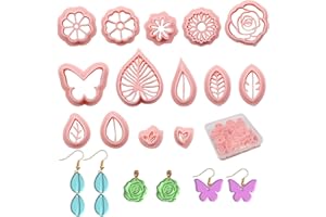 14 Shapes Polymer Clay Cutters Set, Mini Spring Flower Clay Cutter, DIY Earring Making Kit with Butterfly and Leaf Design Mol
