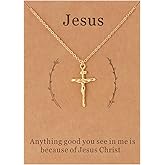 Lcherry Gold plated Jesus Faith Cross Necklace for Women Christian Baptism Confirmation Gifts for Women