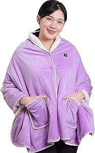 Luxury Electric Heated Throw & Over Blanket ， USB Heated Blanket Portable Cordless Wrap Shawl for Women, Electric Heating Warm Shawl for Student Dormitory Office Home Pink Car Office Home Travel - Mac