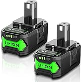 BATTOOL Upgraded 8.0Ah Replacement for Ryobi 18V Battery P102 P103 P104 P105 P107 P108 P109 P122 PBP002 PBP003 PBP005 Compatible with Ryobi 18V ONE+ Battery Cordless Power Tools and Charger 2-Pack