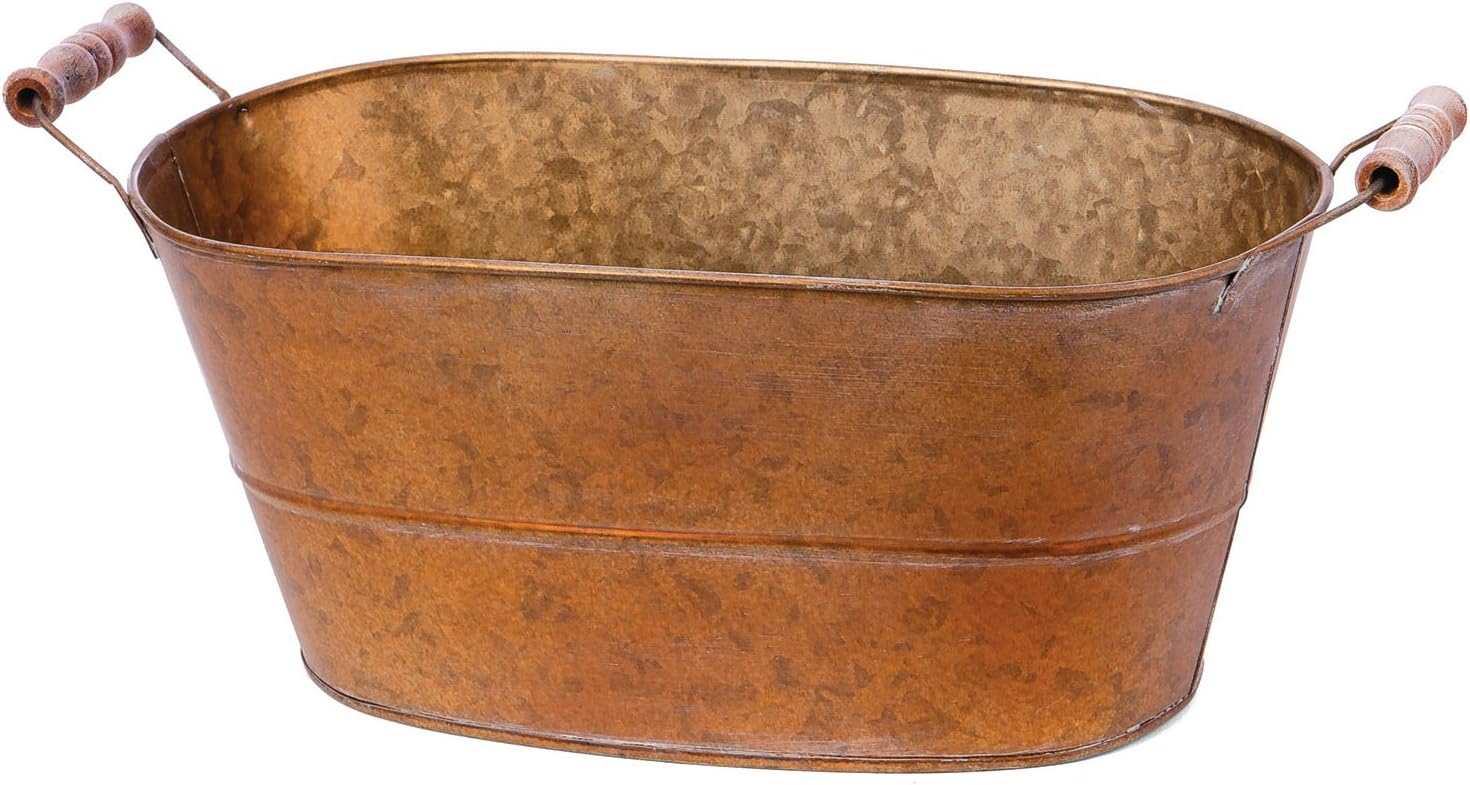 Skalny 84686 12.5"x6.5"x5.5" Oval Brown Tin Tub Home & Kitchen