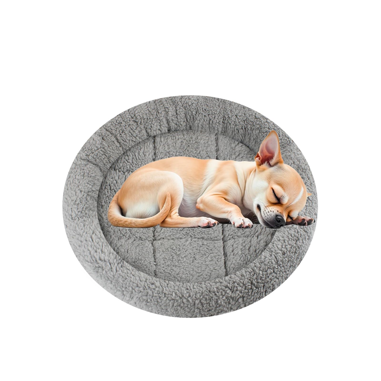Enjoying Plush Cat Bed Mat Diameter 40 cm Round Pad with Pillow Around for Small Medium Dogs Cats Relying/Curling Sleep Warm Cat Cushion for Crates, Antiskid Bottom, Medium