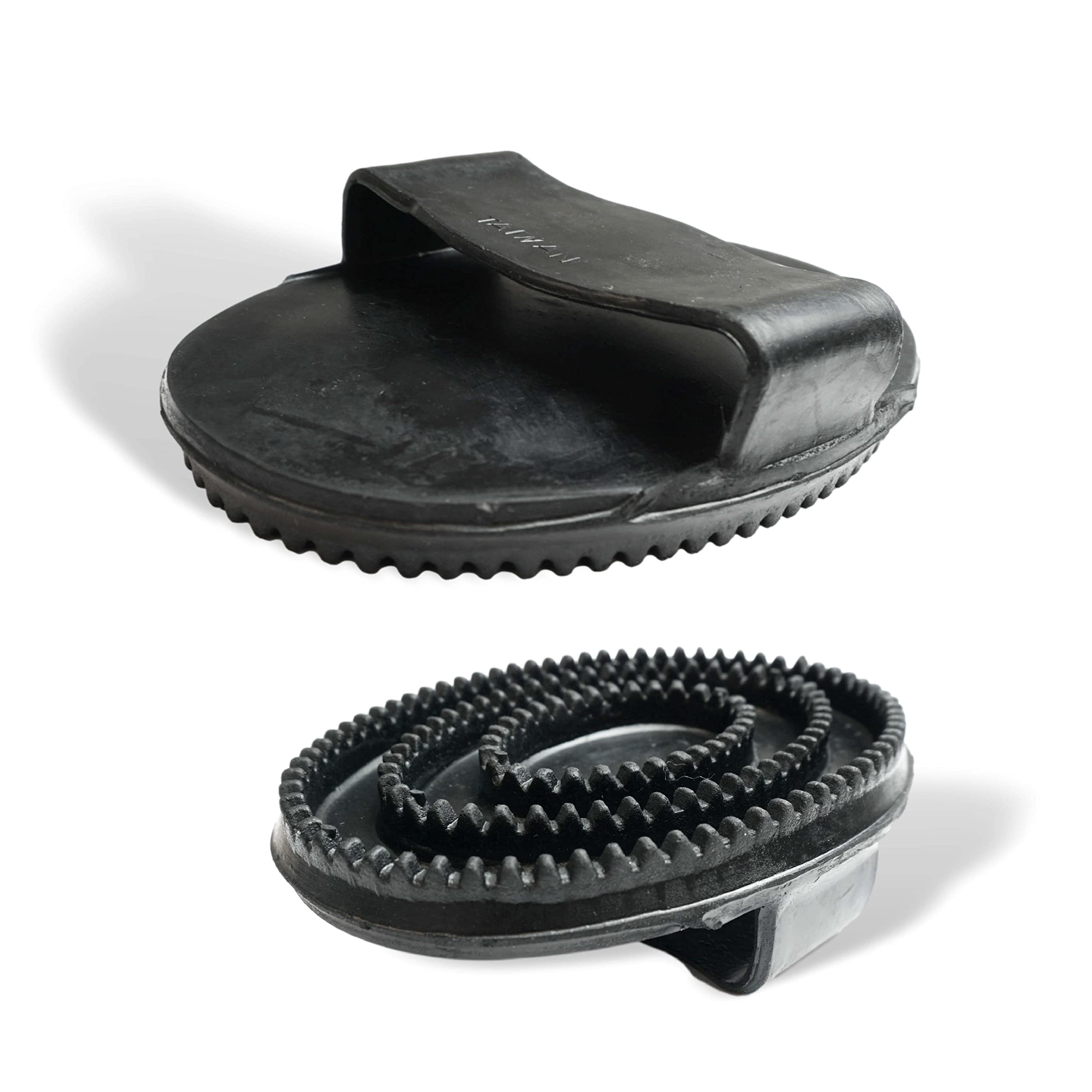 Small Rubber Bar for Children - Black Mini Curry Comb with Rubber Loop, Brush for Cleaning, Cleaning & Massage for Horses (Rubber Bar for Children (7 x 12 cm))