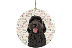 Caroline's Treasures Doodle Black #1 Christmas Ceramic Ornament Christmas Tree Hanging Decorations for Home Christmas Holiday, Party, Gift, 3 in, Multicolor