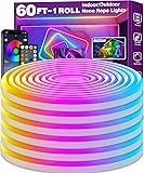 SINLEY Led Neon Rope Lights 60FT,Control with
