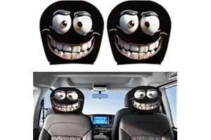 2pcs Halloween Funny Headrest Covers,Humor Cartoon Big-Eyed Car Headrest Cover,Dustproof Washable Car Seat Head Rest Protecto