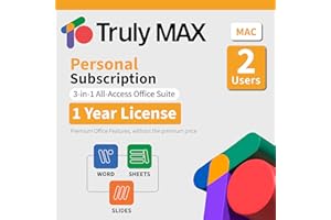 TRULY OFFICE TrulyOffice Truly Max Personal License for Mac | 1-year Subscription | 3 in 1 All Access Office Suite | Words, Sheets, Slides, and Cloud | 2 Users