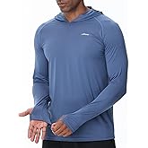 AIRDYNAM Men’s UV Sun Hoodie Athletic Fishing Shirts Ultra Lighweight Long Sleeve Quick Dry for Hiking Running Workout