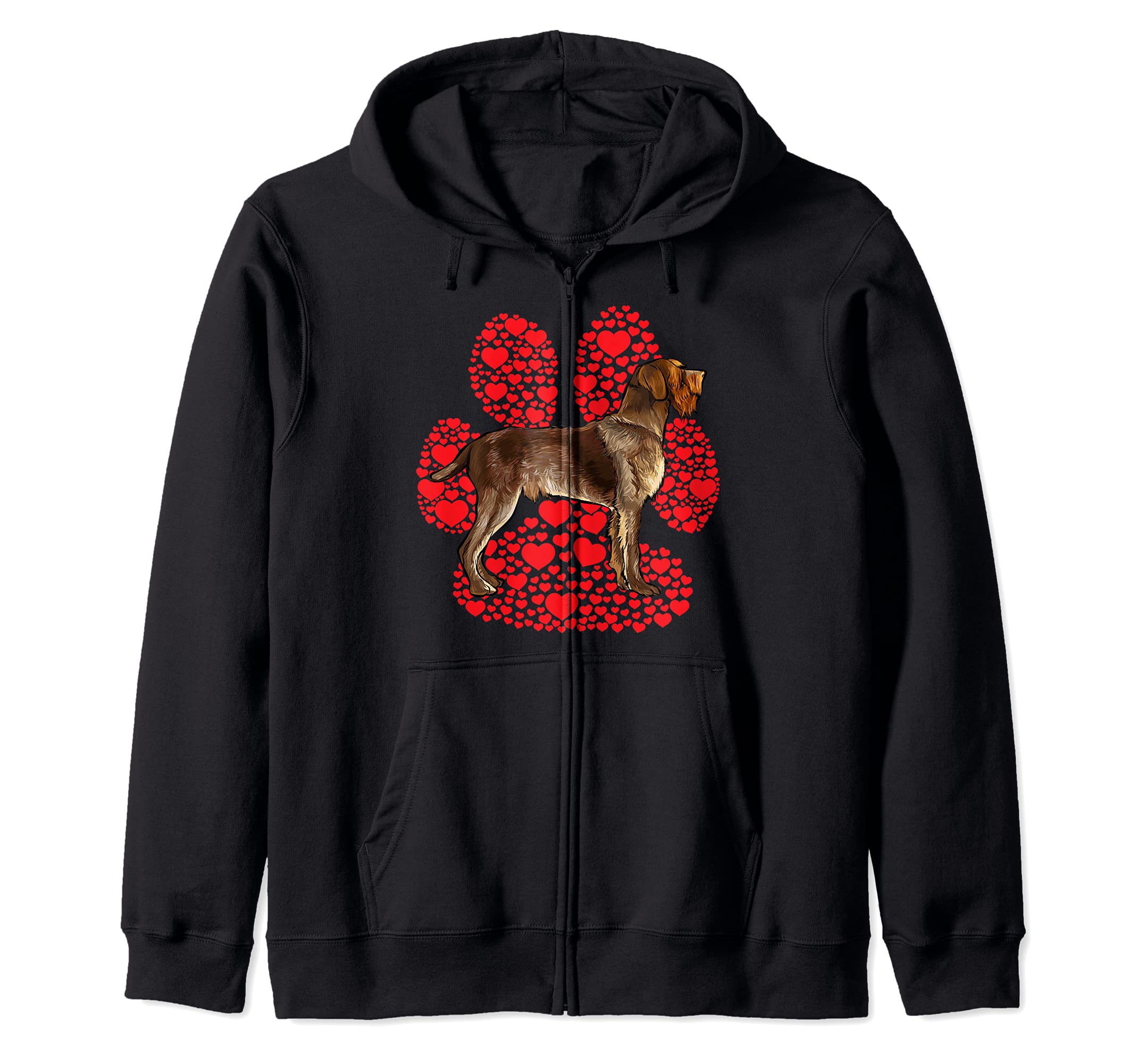 Wirehaired Pointing Griffon Valentines Day Dog Love Paw Zip Hoodie