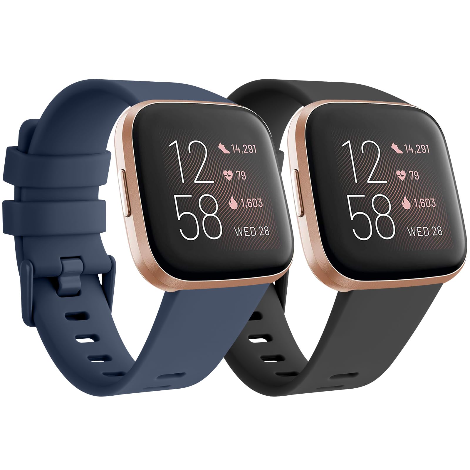 Silicone Sport Replacement Straps Compatible with Fitbit Versa Lite/Fitbit Versa 2 - Small, Pack E for Women & Men