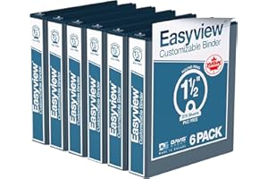 DAVIS GROUP Easyview Premium 3-Ring Binders with Clear-View Covers and Round Rings, Binders for School or Office, 1.5 Inch, Pack of 6, Navy Blue
