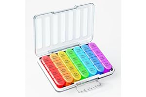 Zoksi Moistureproof Weekly Pill Organizer 4 Times a Day, 7 Day Pill Box 4X a Day, One Week Travel Pill Case with 28 Compartments, Medicine Container for Vitamins, Supplements or Medication (White)
