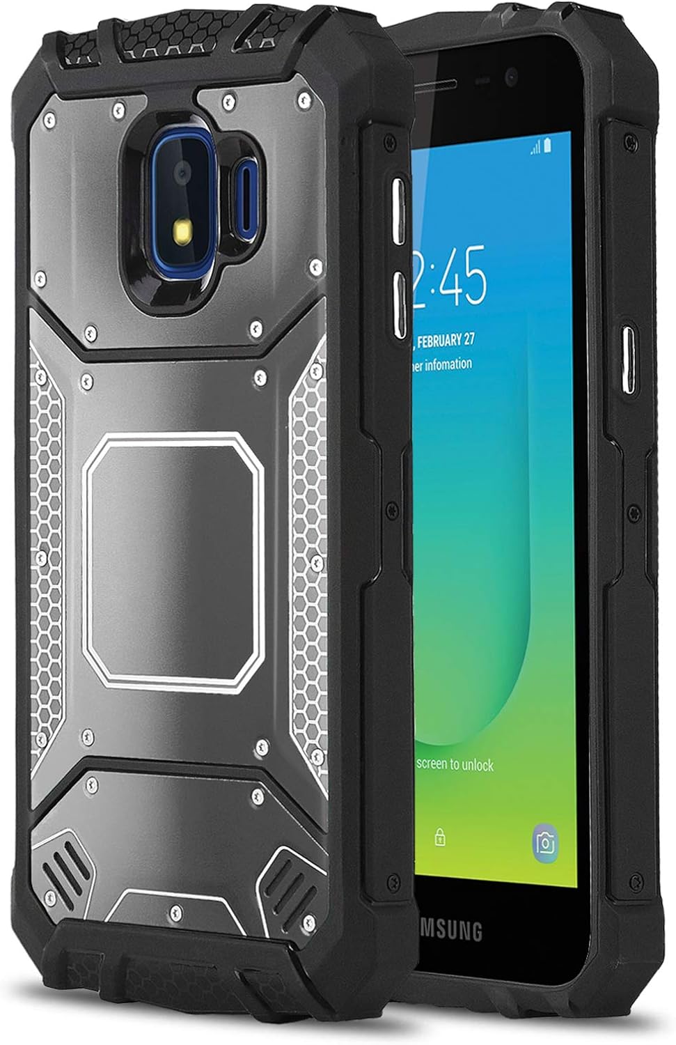 Phone Case for [Samsung Galaxy J2 Shine / J2 Dash (AT&T)], [Alloy Series][Gun Metal] Aluminium Metal Plate [Military Grade] Heavy Duty Shockproof Cover for Galaxy J2 Shine / J2 Dash (AT&T Prepaid)