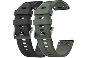 GLEENICE 2 Pack Compatible with Garmin Fenix 5 / Fenix 6 / Fenix 7 Band/Fenix 8 Fenix E 47mm, QuickFit 22mm Watch Band for Fenix 7 Pro/Fenix 6 Pro/Fenix 5 Plus Watch Bands