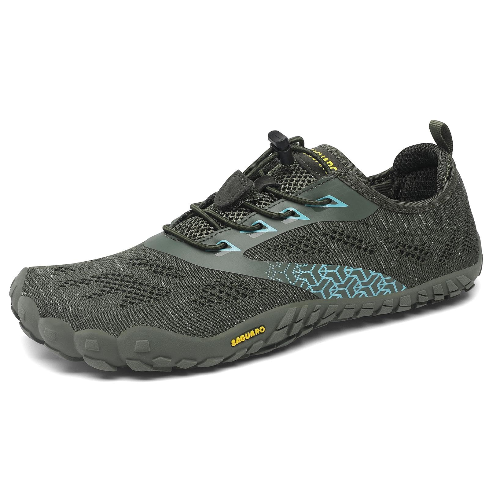 Photo 1 of SAGUARO Barefoot Shoes Men Wide Toe Box Minimalist Trail Runner Sneakers Mens Fitness Gym Shoe Smart?Size US 8 Women/6 Men Tea Green