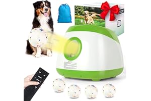 WORTADE Automatic Ball Launcher for Dogs, 40-80Ft Distance Dog Ball Thrower Launcher, Rechargeable Automatic Dog Balls Launchers with 4 Balls (2.5"), Remote Control Thrower for Medium/Large Dogs (Green)