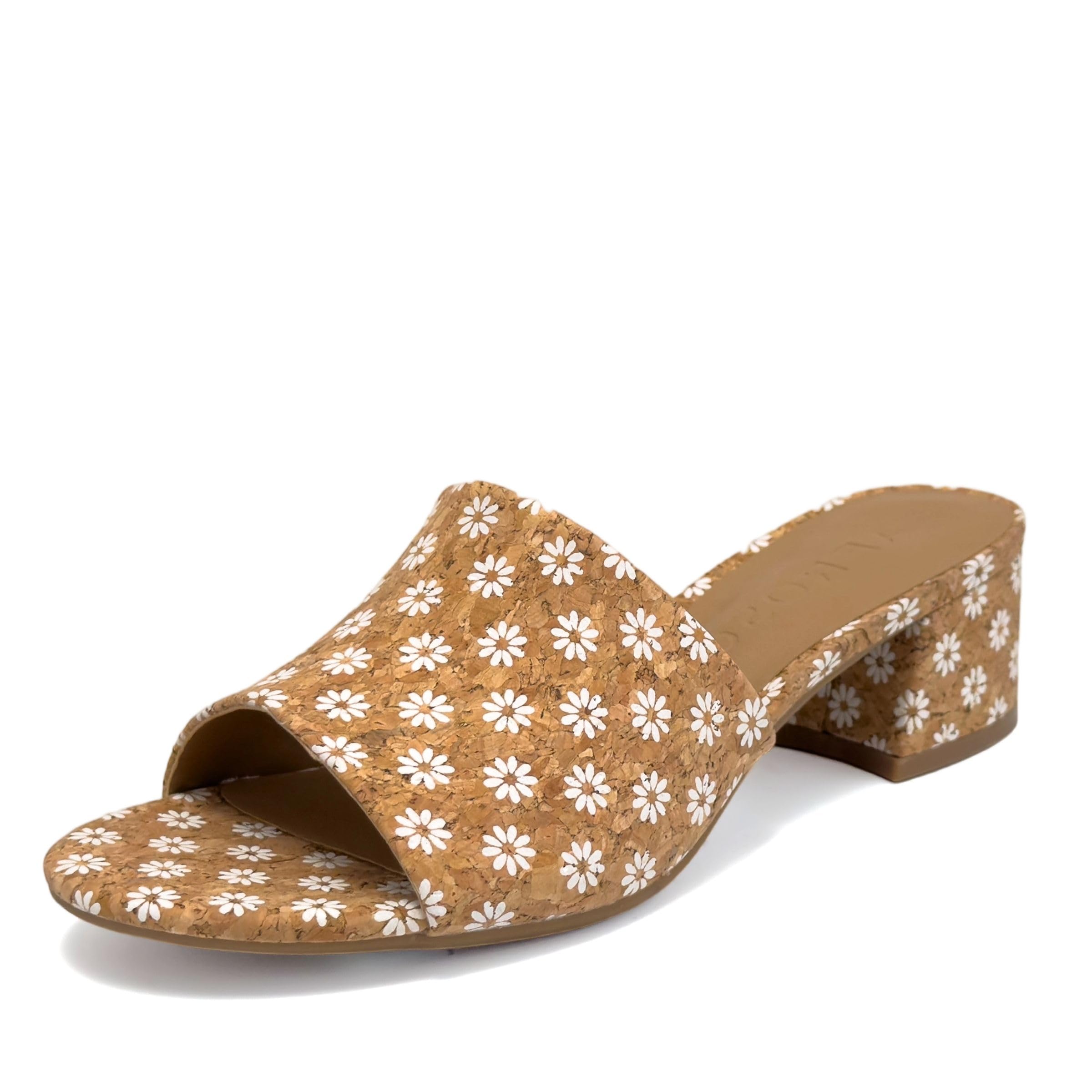 Aerosoles Women’s COMO Block Heeled Slide Sandal, Natural Daisy Cork, 6.5M