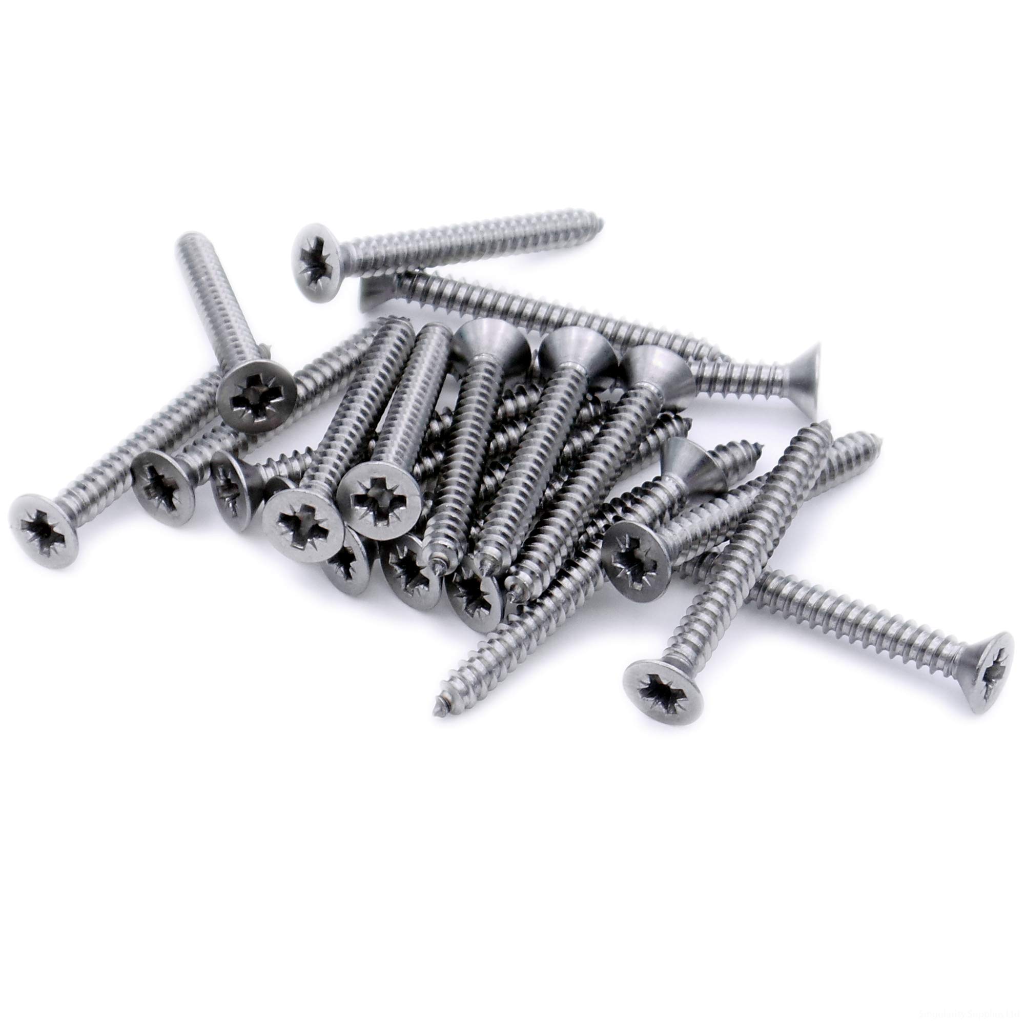 No.10 x 1.25 (4.8mm x 32mm) Pozi Countersunk Self-Tapping Screw - Stainless Steel (A2) (Pack of 20)