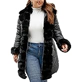 Geschallino Women's Puffer Coat Plus Size Winter Jacket Warm Hooded Thicken Padded Bubble Outerwear (1X-5X)